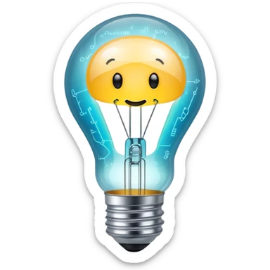 lightbulb with circuit patterns, symbolizing AI software development, apple style emoji sticker