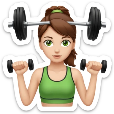 Brown haired green eyed white girl working out sticker