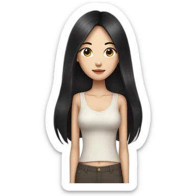 Skinny Chinese lady with long black hair sticker
