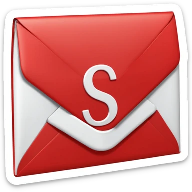 red envelope letter with white "S" logo sticker