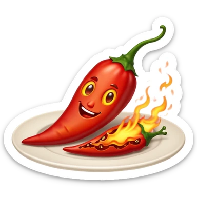 Flaming hot chilli burning on a playe sticker