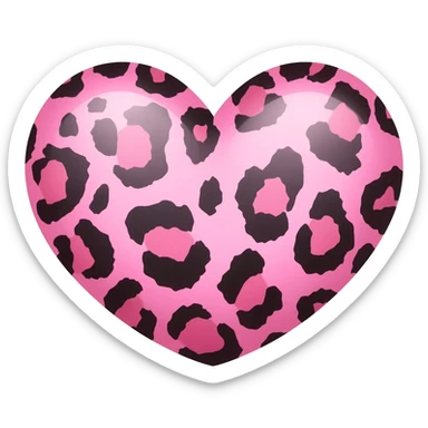 pink leopard heart sticker