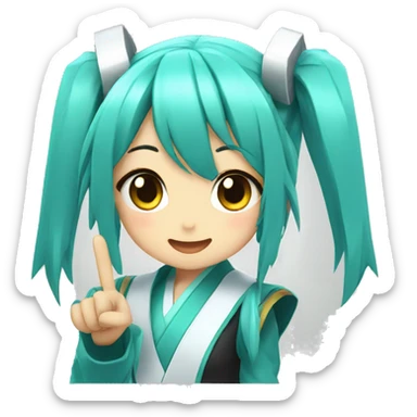 miku with v sign and wink sticker