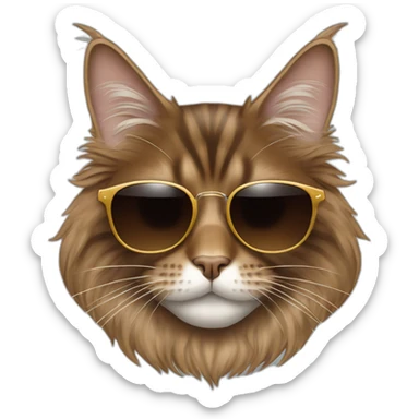 Brown maine coon with sunglasses sticker