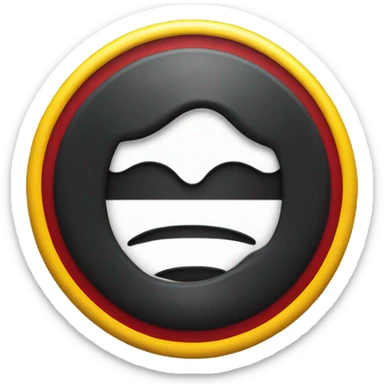 a wavy black and red rectangle with a yellow circle in the middle sticker