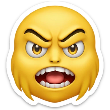 yellow emoji head with a twitching eye showing intense anger, clenched teeth, cartoon style sticker