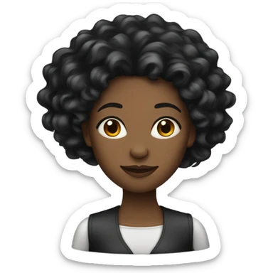 black woman with long silky wavy black hair sticker