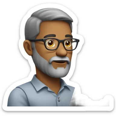an SEO/tech guy with beard and specs working on his laptop sticker