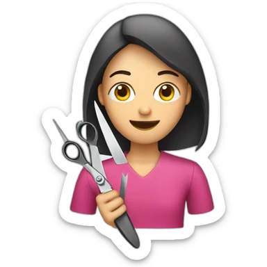 Person cutting a pair of scissors sticker