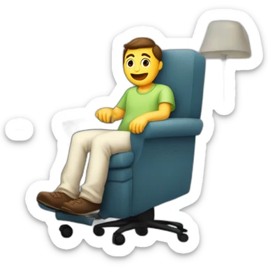 Hombre en silla de ruedas viendo tv en su casa en la sala sticker