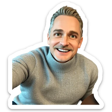 smiling boy in sweater indoors sticker