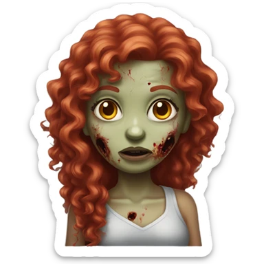 Zombie girl with long red curly hair sticker