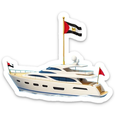 yacht with tiny Egyptian flag sticker