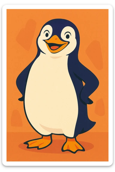 Gloria the penguin from Happy Feet, standing proudly, soft friendly illustration style sticker