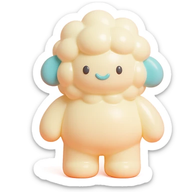 fluffy, toy-like appearance, vinyl figure style sticker