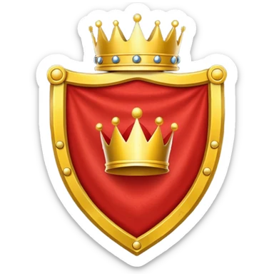 red flag with a crown over a shield formed with a yellow chains sticker