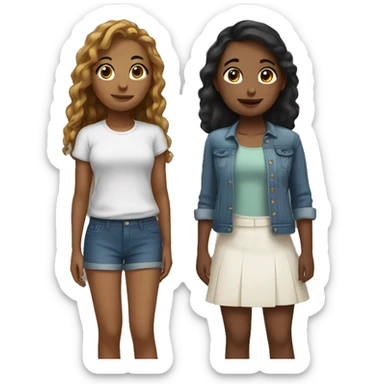 2 girls standing next to each other sticker