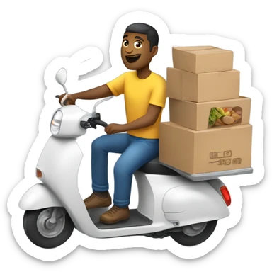 Gay man on scooter delivering food sticker