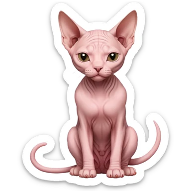 sphynx cat full body sitting with eyes closed sticker