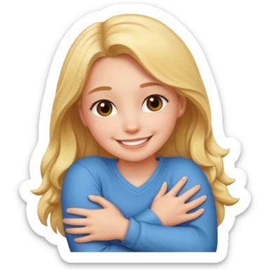 Girl smiling and hugging herself sticker