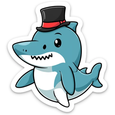 shark wearing a top hat sticker