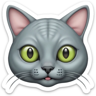 alien cat with no fur, and spectacles sticker