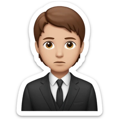 Mach mir einen trader an der börse mit braunen haaren mit einem fragenden blick und mit anzug sticker