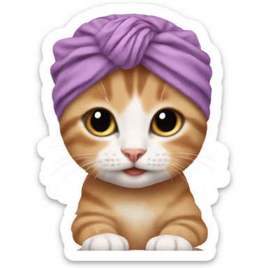 Baby kitten wearing a turban sticker