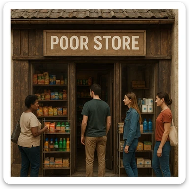 Convenience store named poor store and more sticker