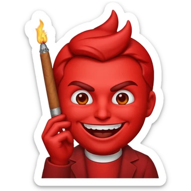 Emoji de diablo con sigarro en la boca sticker