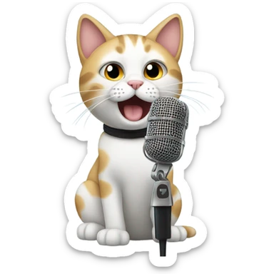 cat sining with a microphone sticker