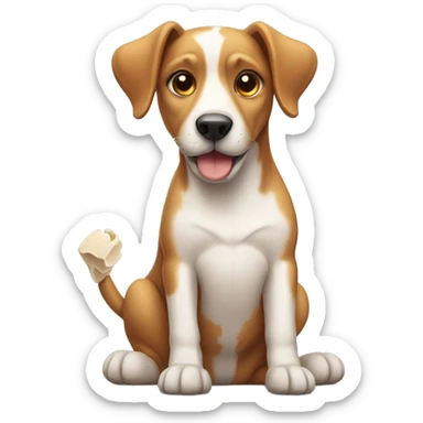 Dog with a bone  sticker