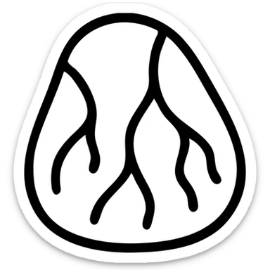 Remove the background, keep only the smooth black lava stone with orange magma lines, minimalistic, with transparent background. Use black outlined style with no fill, highlighting the smooth texture and orange magma lines in a minimalistic manner. sticker