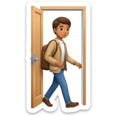 person walking out of the door sticker