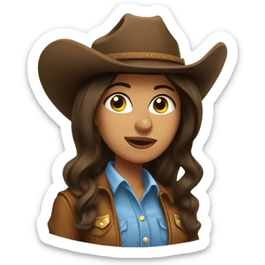 brunette cowgirl  sticker
