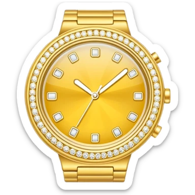 Crea un reloj de oro amarillo con muchos diamantes, sin la cara de fondo sticker
