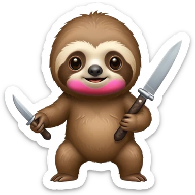 Cute sloth with knife sticker