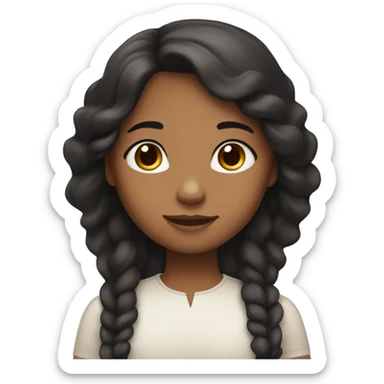 a girl with long black hair, brown eyes and brown skin, who has angel wings sticker