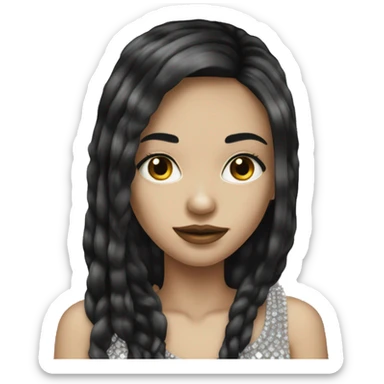 pale girl with long black hair luxury bling sticker