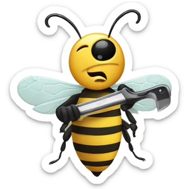 Bee holding a razor sticker