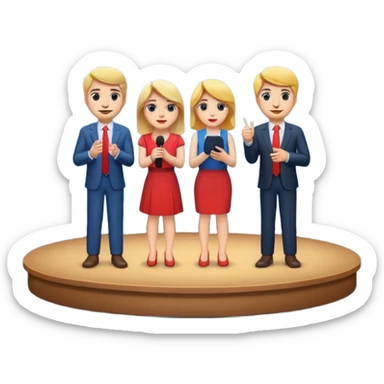 interview, three people, on stage sticker