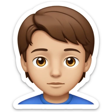Boy with light skin and brown eyes and brown hair parted in the middle sticker