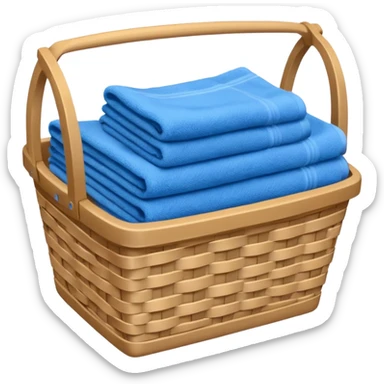 laundry basket with blue towels sticker