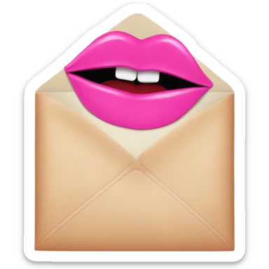 Pink love letter with a lipstick kiss  sticker