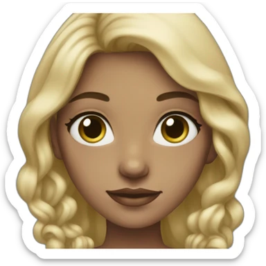 woman in a dress, middle parting light hair, blue-green eyes sticker