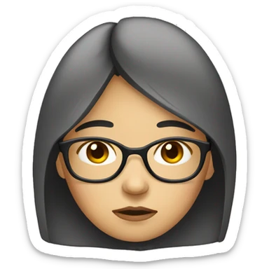 Sad Asian female with glasses sticker
