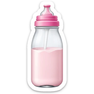 feeding bottle milk inside with pink lid sticker