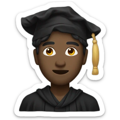 Top half of a caracter with a black robe and a face in the shade sticker