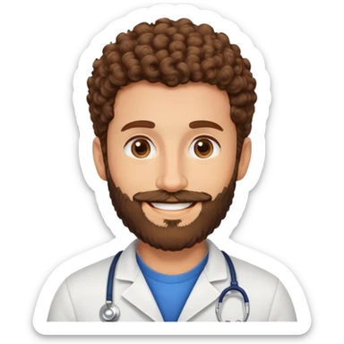 ENTRENADOR O NUTRICIONISTA PELO RIZADO CORTO MARRON Y BARBA SONRRIENDO sticker