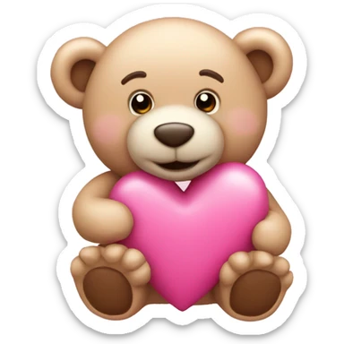 pink heart with teddy bear sticker